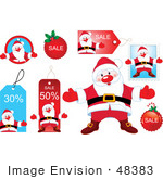 #48383 Clip Art Illustration Of A Digital Collage Of Santa And Xmas Retail Tags by pushkin