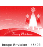 #48425 Clip Art Illustration Of A Red Xmas Tree Background With Sample Text For Visual Purposes