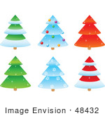 #48432 Clip Art Illustration Of A Digital Collage Of Six Sparkly Tiered Xmas Trees