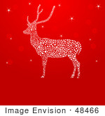 #48466 Clip Art Illustration Of A Red Xmas Background With A Sparkly Reindeer