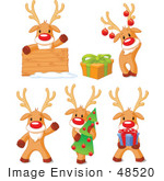 #48520 Clip Art Illustration Of A Digital Collage Of Cute Rudolph Poses by pushkin