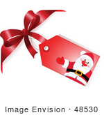 #48530 Stock Illustration Of A Red Santa Xmas Gift Tag Attached To A Red Bow