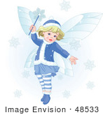#48533 Royalty-Free (Rf) Clip Art Illustration Of A Cute Blond Xmas Fairy Making Snowflakes Fall