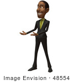 #48554 Royalty-Free (Rf) 3d Illustration Of A Black Businessman Mascot Presenting