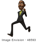 #48593 Royalty-Free (Rf) 3d Illustration Of A Black Businessman Mascot Running - Version 2