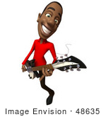 #48635 Royalty-Free (Rf) Illustration Of A 3d Black Man Mascot Playing An Electric Guitar - Version 5