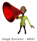 #48641 Royalty-Free (Rf) Illustration Of A 3d Black Man Mascot Speaking Through A Megaphone - Version 4