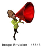 #48643 Royalty-Free (Rf) Illustration Of A 3d Black Man Mascot Speaking Through A Megaphone - Version 5