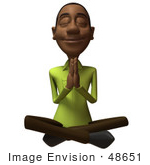 #48651 Royalty-Free (Rf) Illustration Of A 3d Black Man Mascot Meditating - Version 3