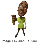#48653 Royalty-Free (Rf) Illustration Of A 3d Black Man Mascot Giving The Thumbs Down