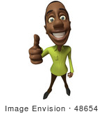#48654 Royalty-Free (Rf) Illustration Of A 3d Black Man Mascot Giving The Thumbs Up