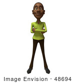 #48694 Royalty-Free (Rf) Illustration Of A 3d Black Man Mascot Standing And Facing Front