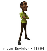#48696 Royalty-Free (Rf) Illustration Of A 3d Black Man Mascot Standing And Facing Right