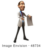 #48734 Royalty-Free (Rf) Illustration Of A 3d White Male Doctor Holding Up A Blank Form - Version 2