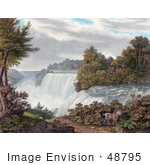 #48795 Royalty-Free Stock Illustration Of Two Goats Near American Falls Niagara Falls From Goat Island