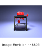 #48825 Royalty-Free (Rf) Illustration Of A 3d Red Love Heart Mascot Running On A Treadmill - Version 1