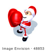 #48853 Royalty-Free (Rf) Illustration Of A 3d Santa Claus Mascot Holding A Red Love Heart - Version 4