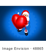 #48865 Royalty-Free (Rf) Illustration Of A 3d Santa Claus Mascot Holding A Red Love Heart - Version 1
