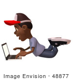 #48877 Royalty-Free (Rf) Illustration Of A 3d Black Boy Using A Laptop - Version 2