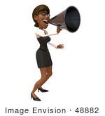 #48882 Royalty-Free (Rf) Illustration Of A 3d Black Businesswoman Using A Megaphone - Version 2