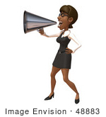 #48883 Royalty-Free (Rf) Illustration Of A 3d Black Businesswoman Using A Megaphone - Version 3