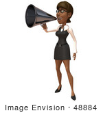 #48884 Royalty-Free (RF) Illustration Of A 3d Black Businesswoman Using A Megaphone - Version 1 by Julos