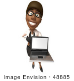 #48885 Royalty-Free (Rf) Illustration Of A 3d Black Businesswoman Holding A Laptop - Version 4