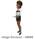 #48888 Royalty-Free (Rf) Illustration Of A 3d Black Businesswoman Holding A Laptop - Version 3