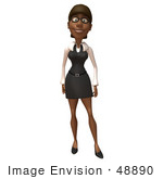#48890 Royalty-Free (Rf) Illustration Of A 3d Black Businesswoman Standing And Facing Front