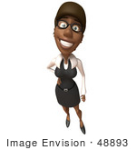 #48893 Royalty-Free (Rf) Illustration Of A 3d Black Businesswoman Standing With One Hand On Her Hip - Version 2