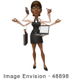 #48898 Royalty-Free (Rf) Illustration Of A 3d Black Businesswoman Multi Tasking - Version 1