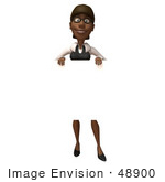 #48900 Royalty-Free (Rf) Illustration Of A 3d Black Businesswoman Holding A Blank Sign - Pose 1