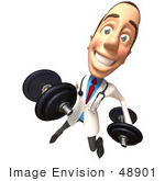 #48901 Royalty-Free (Rf) Illustration Of A 3d White Male Doctor Lifting Dumbbells - Version 3