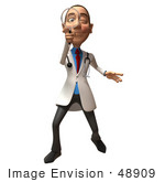 #48909 Royalty-Free (Rf) Illustration Of A 3d White Male Doctor Using A Magnifying Glass - Version 1