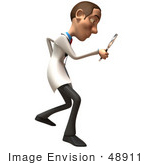 #48911 Royalty-Free (Rf) Illustration Of A 3d White Male Doctor Using A Magnifying Glass - Version 2