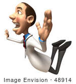#48914 Royalty-Free (Rf) Illustration Of A 3d White Male Doctor Flying - Version 2