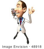 #48918 Royalty-Free (Rf) Illustration Of A 3d White Male Doctor Holding A Cell Phone - Version 7