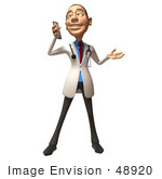 #48920 Royalty-Free (Rf) Illustration Of A 3d White Male Doctor Holding A Cell Phone - Version 2