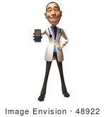 #48922 Royalty-Free (Rf) Illustration Of A 3d White Male Doctor Holding A Cell Phone - Version 1