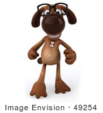 #49254 Royalty-Free (Rf) Illustration Of A 3d Brown Dog Mascot Wearing Glasses And Walking Forward
