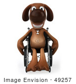 #49257 Royalty-Free (Rf) Illustration Of A 3d Brown Dog Mascot Sitting In A Wheelchair