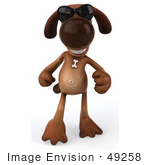 #49258 Royalty-Free (Rf) Illustration Of A 3d Brown Dog Mascot Wearing Shades And Walking Forward