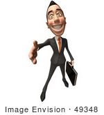 #49348 Royalty-Free (Rf) Illustration Of A 3d White Businessman Holding His Hand Out To Shake - Version 3