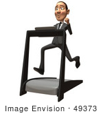 #49373 Royalty-Free (Rf) Illustration Of A 3d White Corporate Businessman Running On A Treadmill - Version 2