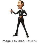 #49374 Royalty-Free (Rf) Illustration Of A 3d White Corporate Businessman Holding A Cell Phone - Version 5