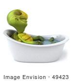 #49423 Royalty-Free (Rf) Illustration Of A 3d Green Turtle Mascot Relaxing In A Bath Tub