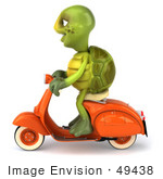#49438 Royalty-Free (Rf) Illustration Of A 3d Green Turtle Mascot Riding A Scooter - Version 1