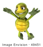 #49451 Royalty-Free (Rf) Illustration Of A 3d Green Turtle Mascot Leaping