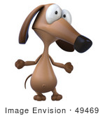 #49469 Royalty-Free (Rf) Illustration Of A 3d Brown Wiener Dog Mascot Shrugging