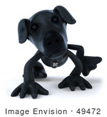 #49472 Royalty-Free (Rf) Illustration Of A 3d Black Labradordog Mascot Walking Forward On All Four Legs - Version 2